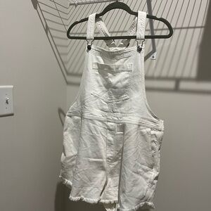 Aerie White Denim Overalls